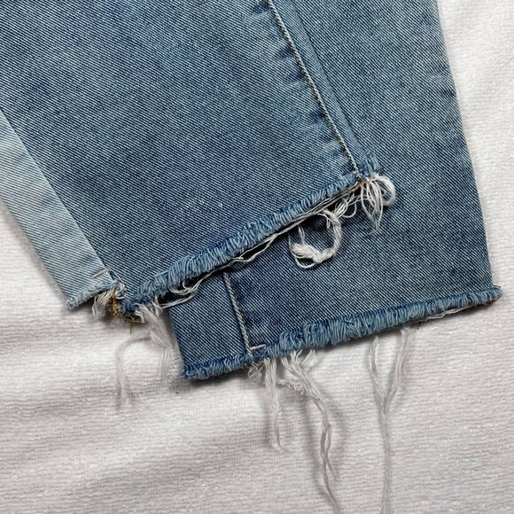 PacSun Womens Blue Jeans Size 24 x 23 Mom Jean Raw Hem Light Wash Two Tone Denim - Picture 6 of 13